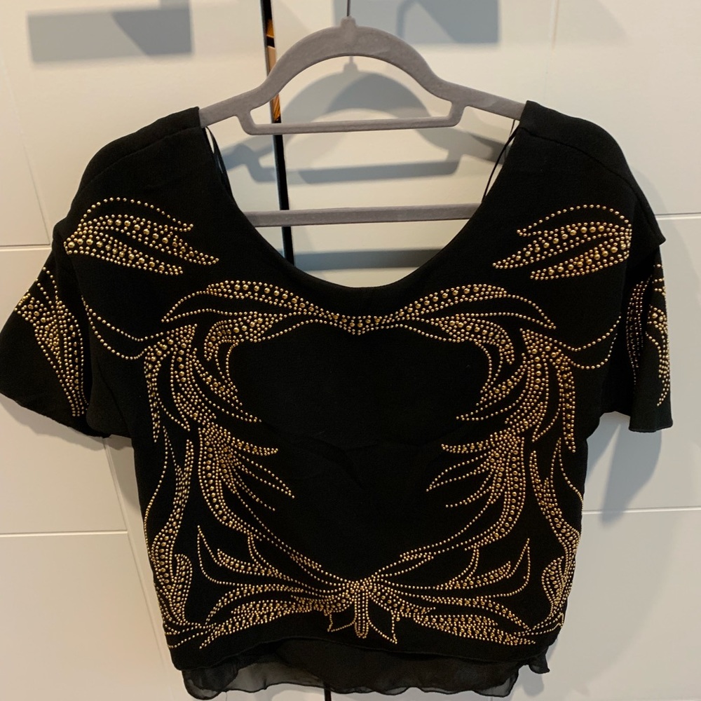 Zara web collection top black and gold studs